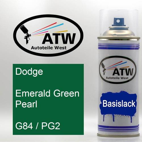 Dodge, Emerald Green Pearl, G84 / PG2: 400ml Sprühdose, von ATW Autoteile West.